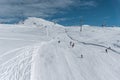 ski and snowboarding at winter mountains on track