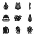 Ski sport tools icon set, simple style Royalty Free Stock Photo