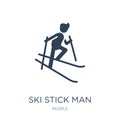 ski stick man icon in trendy design style. ski stick man icon isolated on white background. ski stick man vector icon simple and Royalty Free Stock Photo