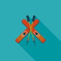 Ski and sticks flat icon with long shadow Royalty Free Stock Photo