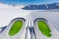 Ski tips on ski piste