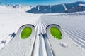 Ski tips on ski piste