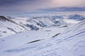 Ski touring group in the mountains of Kitzbueheler Alps climbing Tristkopf