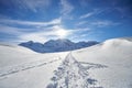 Ski touring track on the Swiss Alps