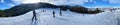 Ski track with chair lift, Bukovel resort, Carpathian mountains, Ukraine Royalty Free Stock Photo