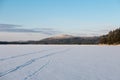Ski tracks across the lake Royalty Free Stock Photo