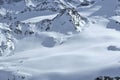 Ski tracks on alpine glaciers Royalty Free Stock Photo