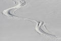 Ski tracks in the snow Royalty Free Stock Photo