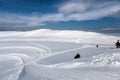 Ski tracks in snow Royalty Free Stock Photo