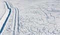 Ski tracks on the snow Royalty Free Stock Photo