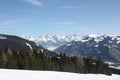 Ski trail and ski lift, Zell am See skiing resort. Royalty Free Stock Photo