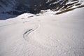 Ski trail on a steep slope Royalty Free Stock Photo