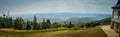 Ski trail in the summer panorama