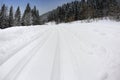 Ski trail , tracks in snow Royalty Free Stock Photo