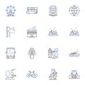 Ski vacation line icons collection. Snow, Mountains, Slopes, Lodge, Apres-ski, Goggles, Powder vector and linear