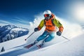 Skier skiing downhill in high mountains.Generative AI Royalty Free Stock Photo