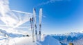 Ski in winter season, mountains and ski touring. Royalty Free Stock Photo