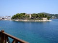 Skiathos, Greece - August 4 2007: Bourtzi island in Skiathos, Sporades, Aegean Sea.