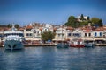 Skiathos, Greece - August 17, 2017: Panoramic view over the port