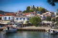 Skiathos, Greece - August 17, 2017: Panoramic view over the port Royalty Free Stock Photo