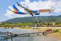 Skiathos, Greece - August 24th, 2023: Jet2holidays 737 approaching Skiathos airport