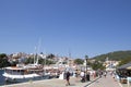 Skiathos new harbour, Skiathos Town, Greece, August 18, 2017 Royalty Free Stock Photo