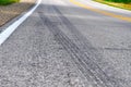 Skid Marks along a country road Royalty Free Stock Photo