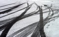 Skid Marks in Snow Royalty Free Stock Photo