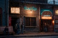 skid row bar in evening with men Royalty Free Stock Photo