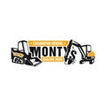 Skid steer and excavator rental illustration logo Royalty Free Stock Photo