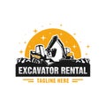 Skid steer and excavator rental illustration logo Royalty Free Stock Photo