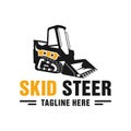 Skid steer heavy equipment illustration logo