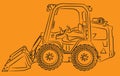 Skid steer line art side view profile Royalty Free Stock Photo