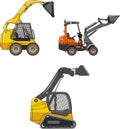 Skid steer loaders. Heavy construction machines Royalty Free Stock Photo