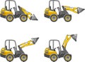 Skid steer loaders. Heavy construction machines. Vector illustration Royalty Free Stock Photo