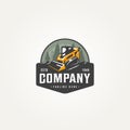 skid steer machine construction icon label emblem logo template vector illustration design. heavy equipment land clearing machine Royalty Free Stock Photo