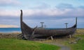The Skidbladner - a full size replica of a Viking ship on Unst in Shetland, Scotland, UK.