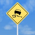 Skidding car road sign