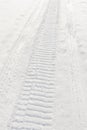 Skidmark in fresh snow Royalty Free Stock Photo