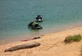 Skidoos on a reservoir in the desert