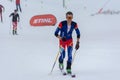 The Skieer climbs on skis on VALLNORD . Individual COMAPEDROSA 2020 race ski mountaineering ISMF WORLD CUP 2020