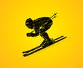 Skier Action Design Graphic