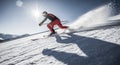 Skier in action on snowy slope Royalty Free Stock Photo