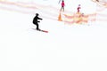 Skier amator on ski slope in motion