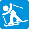 Skier, baby and ski, blue frame