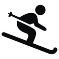 Skier, black vector icon, silhouette Royalty Free Stock Photo