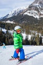 Skier boy on the slope Royalty Free Stock Photo