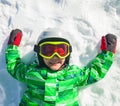 Skier boy on the slope Royalty Free Stock Photo