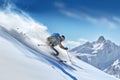 skier carving down a ski piste during a clear day Royalty Free Stock Photo