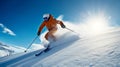 A skier carving down a snowy mountain slope. Generative ai Royalty Free Stock Photo